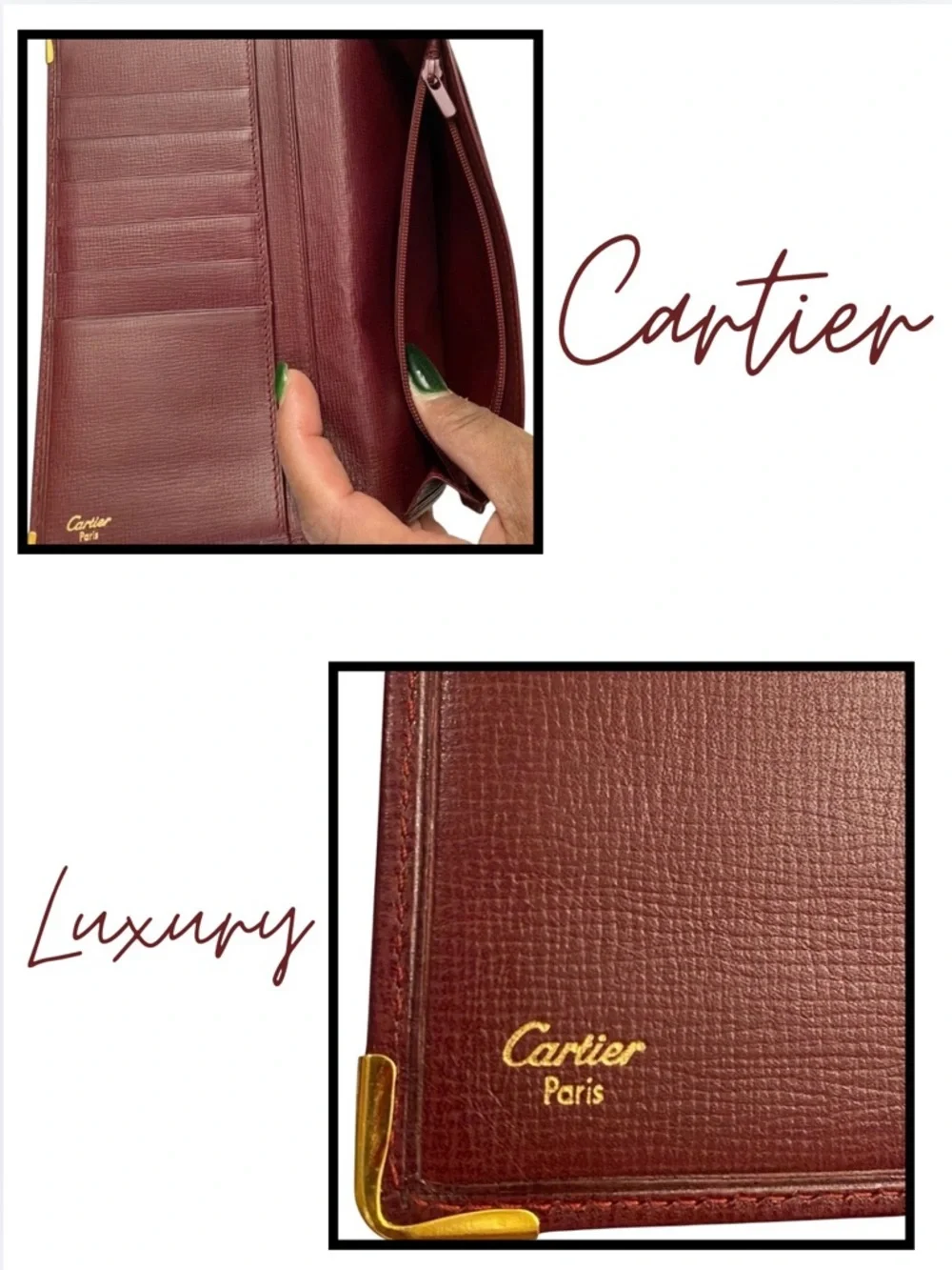 CARTIER Must de Cartier Leather Bifold Wallet, Vintage, EUC